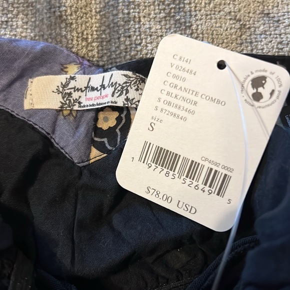 Free People Sweet Thing Mixed Print Cotton Bodysuit in Granite Combo,Size S, New - Picture 14 of 15